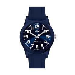   Ceas bărbătesc Q&Q plastic, mecanism quartz, carcasă și brățară albastră, cadran albastru, VR35J810Y