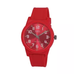   Ceas de damă Q&Q din plastic, mecanism quartz, carcasă si brățară roșie, cadran roșu, VR35J811Y
