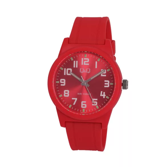 Ceas de damă Q&Q din plastic, mecanism quartz, carcasă si brățară roșie, cadran roșu, VR35J811Y