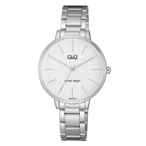   Ceas de damă Q&Q, mecanism quartz, carcasă și brățară argintie, cadran alb, QB57J201Y
