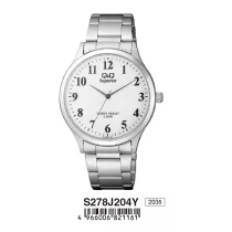   Ceas bărbătesc Q&Q Superior, mecanism quartz, carcasă și brățară argintie, cadran alb, S278J204Y