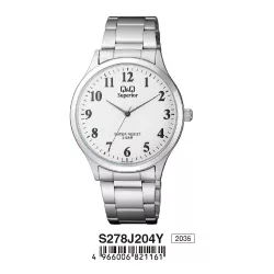   Ceas bărbătesc Q&Q Superior, mecanism quartz, carcasă și brățară argintie, cadran alb, S278J204Y