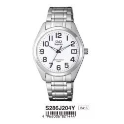   Ceas bărbătesc Q&Q Superior, mecanism quartz, carcasă și brățară argintie, cadran alb, S286J204Y