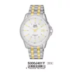   Ceas bărbătesc Q&Q Superior, mecanism quartz, carcasă argintie, brățară bicolor, cadran alb, S300J401Y