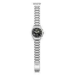   Ceas bărbătesc Q&Q Superior, mecanism quartz, carcasă și brățară argintie, cadran negru, S312J212Y