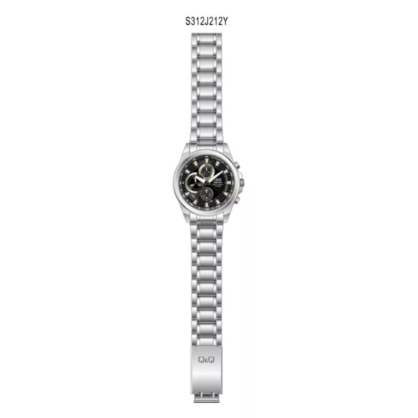 Ceas bărbătesc Q&Q Superior, mecanism quartz, carcasă și brățară argintie, cadran negru, S312J212Y