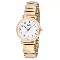   Ceas de damă Q&Q, mecanism quartz, carcasă și brățară aurie, cadran argintiu, QA21J034Y