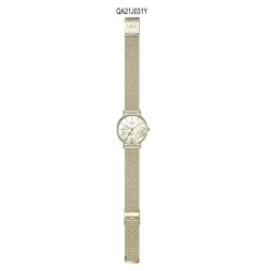   Ceas de damă Q&Q, mecanism quartz, carcasă și brățară aurie, cadran galben, QA21J031Y