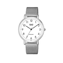   Q&Q férfi fémcsatos karóra, quartz, ezüst színű tok és csat, fehér számlap, QA20J234Y