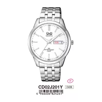   Ceas bărbătesc Q&Q, mecanism quartz, carcasă și brățară argintie, cadran alb, CD02J201Y
