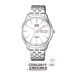   Ceas bărbătesc Q&Q, mecanism quartz, carcasă și brățară argintie, cadran alb, CD02J201Y