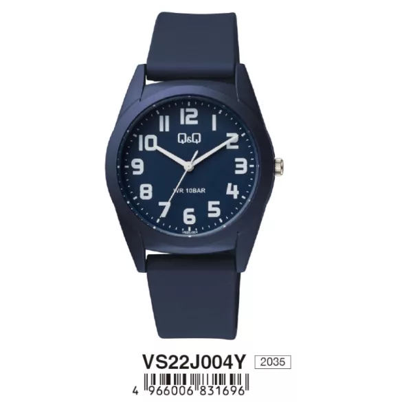 Ceas bărbătesc Q&Q plastic, quartz, cadran negru, carcasă și brățară neagră, VS22J004Y