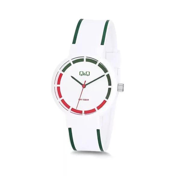 Q&Q unisex műanyag karóra, quartz, fehér színű tok, fehér színű szíj, fehér számlap, VS14J801Y