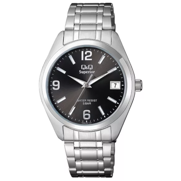 Ceas bărbătesc Q&Q Superior, quartz, carcasă și brățară argintie, cadran gri S286J205Y