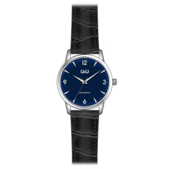 Ceas bărbătesc Q&Q quartz, carcasă culoare bronz, curea neagră, cadran albastru QB30J305Y