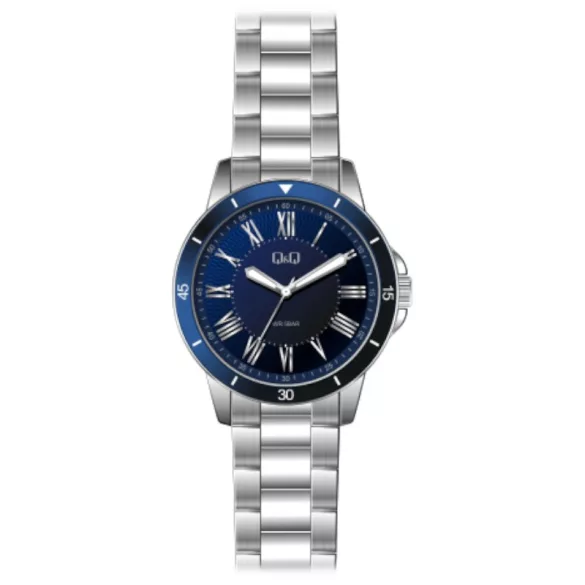 Ceas bărbătesc Q&Q quartz, carcasă și brățară argintie, cadran gri QB22J208Y