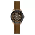  Ceas bărbătesc Q&Q quartz, carcasă culoare rosegold, curea maro, cadran maro QB10J515Y