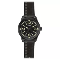  Ceas bărbătesc Q&Q quartz, carcasă gri, curea neagră, cadran negru QB10J505Y