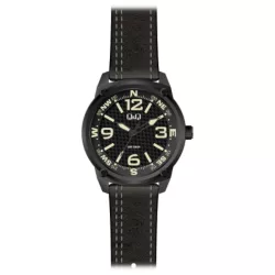   Ceas bărbătesc Q&Q quartz, carcasă gri, curea neagră, cadran negru QB10J505Y
