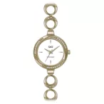   Ceas damă fashion Q&Q quartz, carcasă și brățară aurie, cadran alb F645J001Y