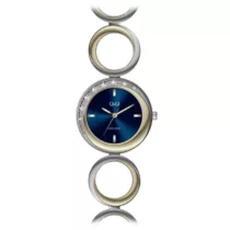   Ceas damă fashion Q&Q quartz, carcasă și brățară bicolor, cadran albastru F641J402Y