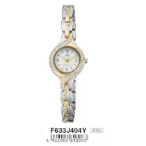   Ceas damă fashion Q&Q quartz, carcasă și brățară bicolor, cadran negru F633J404Y
