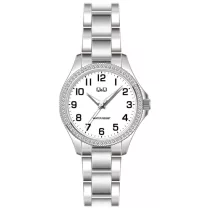   Ceas damă Q&Q quartz, carcasă și brățară argintie, cadran alb C223J204Y