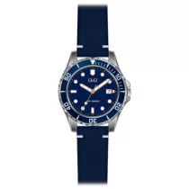   Ceas bărbătesc Q&Q quartz, carcasă argintie, curea neagră, cadran negru A172J332Y