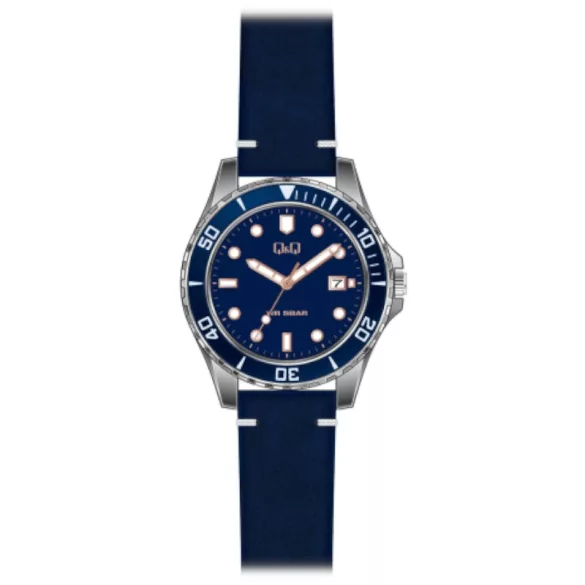 Ceas bărbătesc Q&Q quartz, carcasă argintie, curea neagră, cadran negru A172J332Y