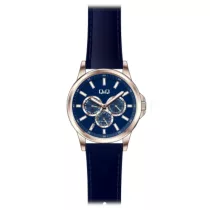   Ceas bărbătesc Q&Q quartz, carcasă culoare rosegold, curea și cadran albastru AA32J102Y
