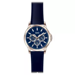   Ceas bărbătesc Q&Q quartz, carcasă culoare rosegold, curea și cadran albastru AA32J102Y