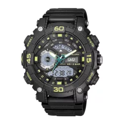   Ceas bărbătesc Q&Q plastic, quartz/LCD negru/verde GW87J008Y