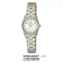   Ceas damă Q&Q quartz, carcasă și brățară bicolor, cadran alb Q595J404Y