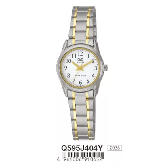 Ceas damă Q&Q quartz, carcasă și brățară bicolor, cadran alb Q595J404Y