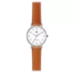   Ceas damă Q&Q quartz, carcasă argintie, curea neagră, cadran alb Q979J324Y