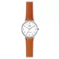   Ceas damă Q&Q quartz, carcasă argintie, curea neagră, cadran alb Q979J324Y
