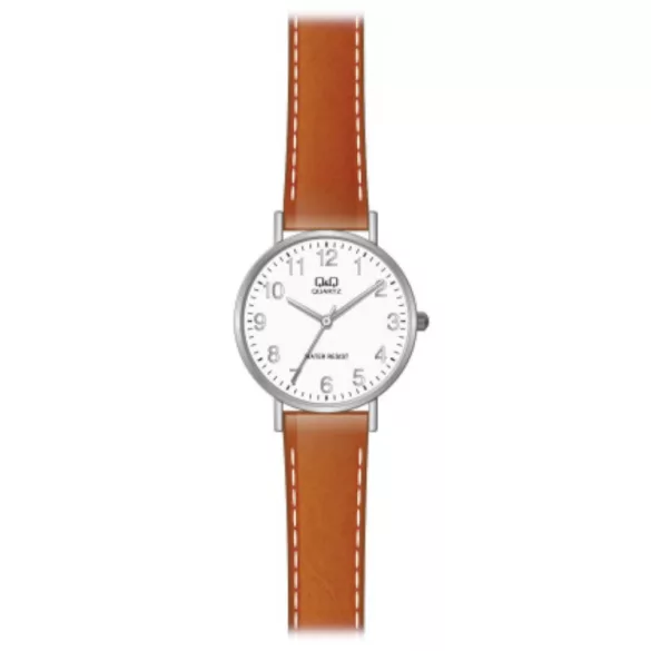 Ceas damă Q&Q quartz, carcasă argintie, curea neagră, cadran alb Q979J324Y