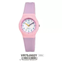   Ceas Q&Q pentru copii, quartz, carcasă roz, curea mov, cadran alb VR75J002Y