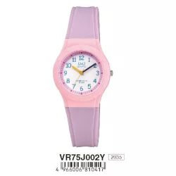   Ceas Q&Q pentru copii, quartz, carcasă roz, curea mov, cadran alb VR75J002Y
