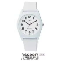   Ceas bărbătesc Q&Q plastic, quartz, carcasă și brățară albă, cadran alb VS22J003Y