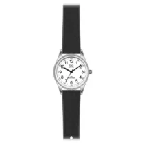   Ceas damă Q&Q quartz, carcasă argintie, curea neagră, cadran alb QZ09J364Y