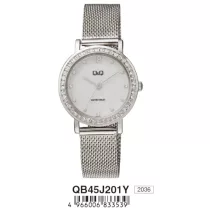   Ceas damă Q&Q quartz, carcasă și brățară argintie, cadran argintiu QB45J201Y