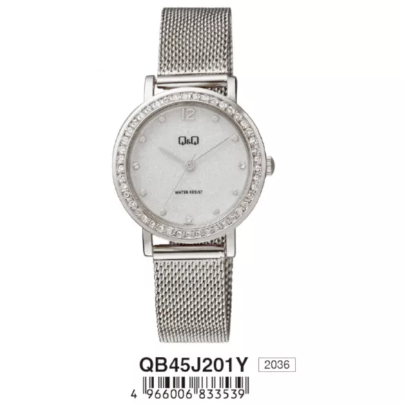 Ceas damă Q&Q quartz, carcasă și brățară argintie, cadran argintiu QB45J201Y