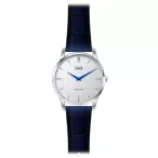  Ceas bărbătesc Q&Q quartz, carcasă argintie, curea neagră, cadran alb QB32J301Y