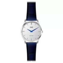   Ceas bărbătesc Q&Q quartz, carcasă argintie, curea neagră, cadran alb QB32J301Y
