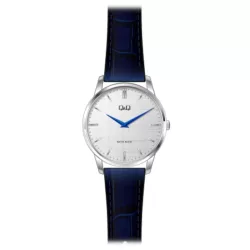   Ceas bărbătesc Q&Q quartz, carcasă argintie, curea neagră, cadran alb QB32J301Y