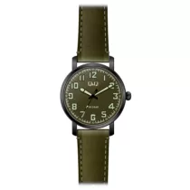   Ceas bărbătesc Q&Q quartz, carcasă gri, curea verde, cadran verde QB28J505Y