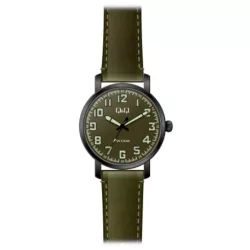   Ceas bărbătesc Q&Q quartz, carcasă gri, curea verde, cadran verde QB28J505Y