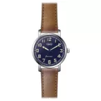   Ceas bărbătesc Q&Q quartz, carcasă argintie, curea maro, cadran gri QB28J305Y