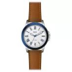   Ceas bărbătesc Q&Q quartz, carcasă argintie, curea maro, cadran alb QB22J307Y
